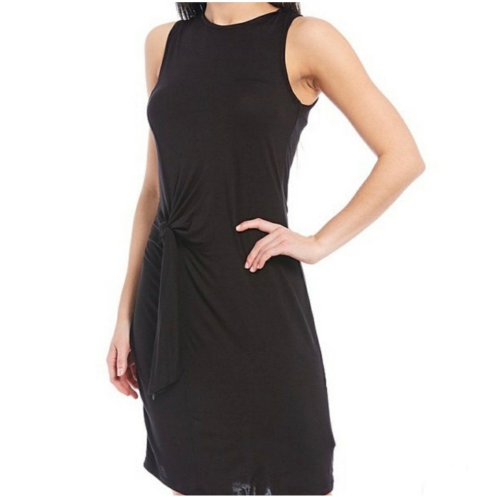 Michael Kors Black Side Tie Knot Sleeveless Jersey Knit Sheath Dress Medium